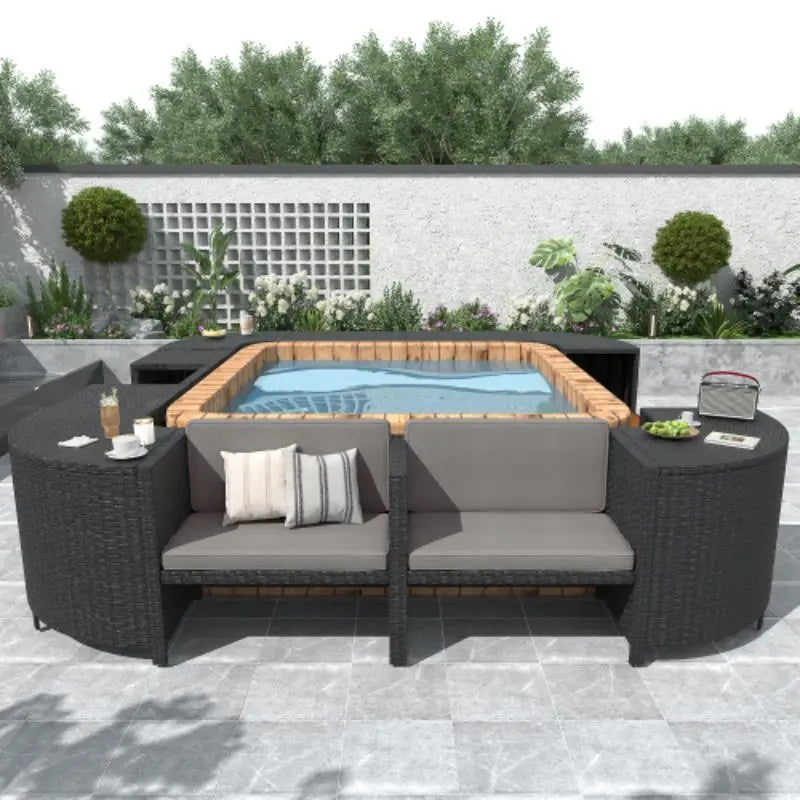 Quadrilateral Outdoor Rattan Sectional Sofa Set