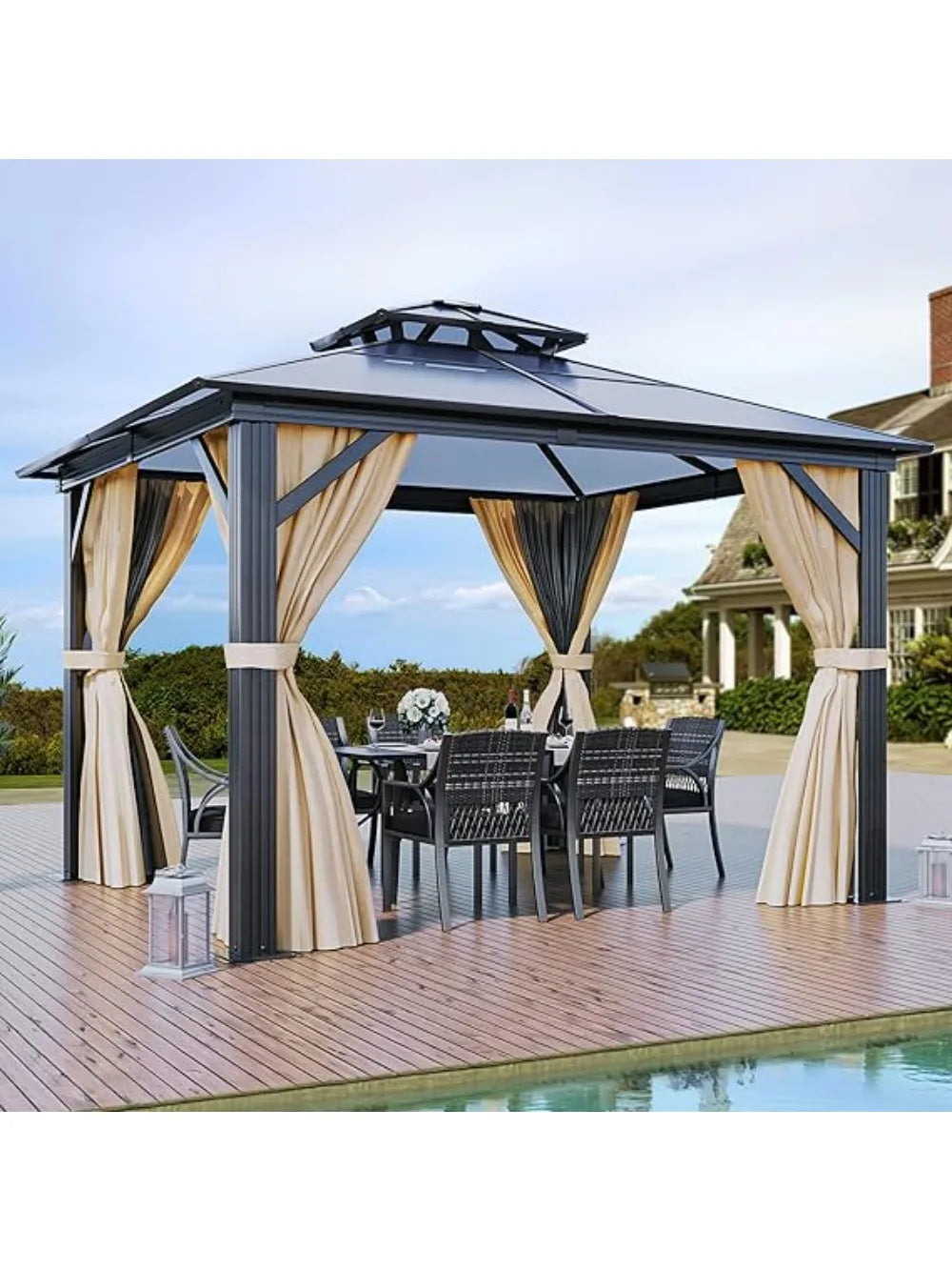 Polycarbonate Hardtop Double Roof Gazebo