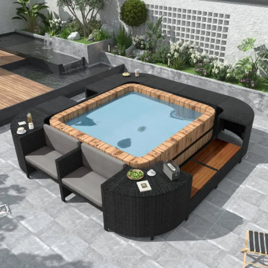 Quadrilateral Outdoor Rattan Sectional Sofa Set