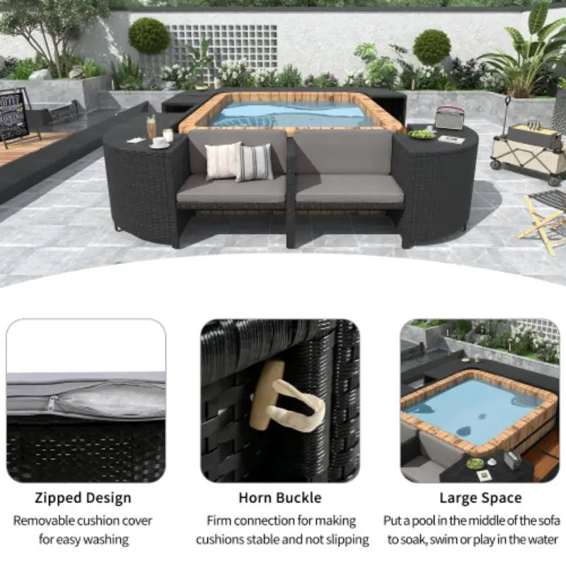 Quadrilateral Outdoor Rattan Sectional Sofa Set