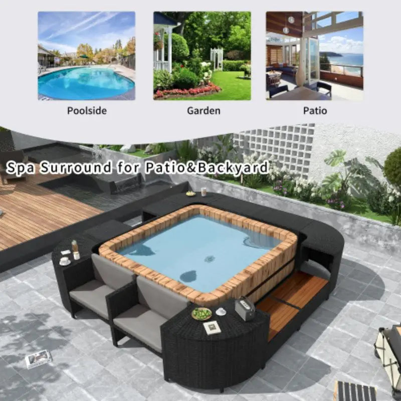 Quadrilateral Outdoor Rattan Sectional Sofa Set